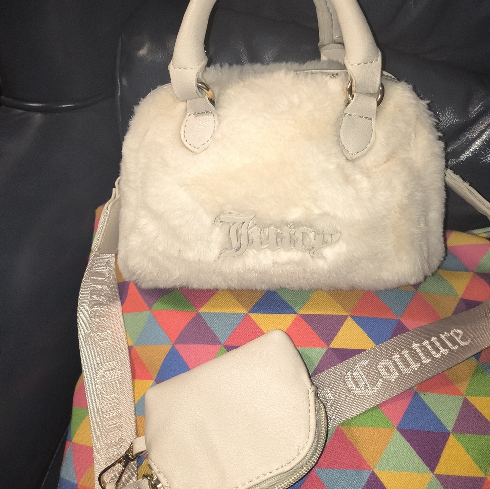 Juicy Couture Cream Faux Fur Mini Bag